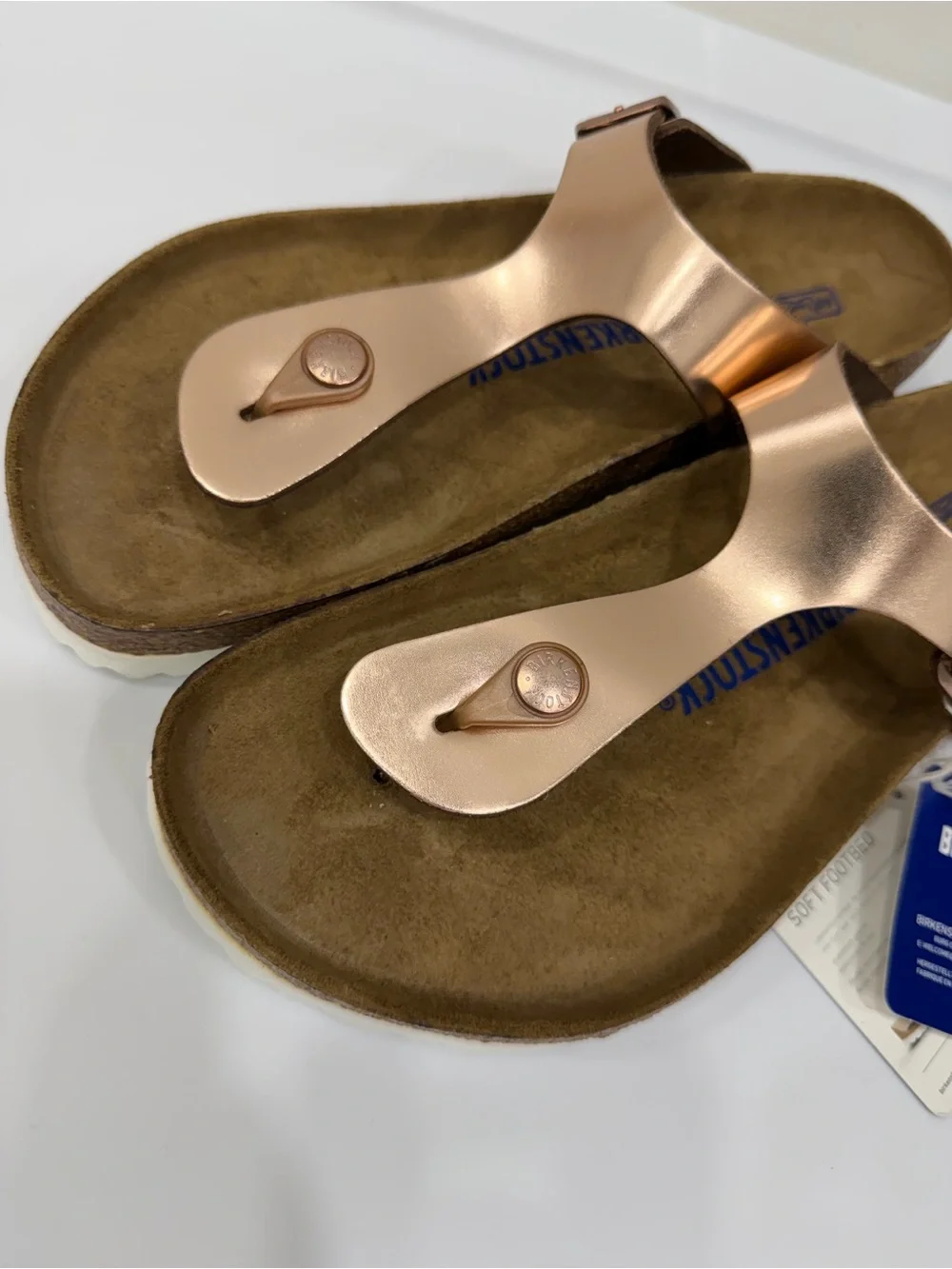 Birkenstock Gizeh Metallic Rose Gold Thong Sandals - Women's